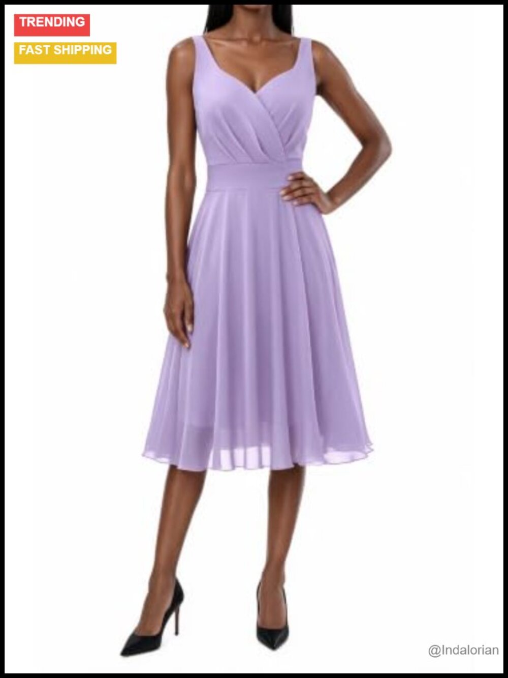 Sleeveless Chiffon Cocktail Dress V-Neck Sundress